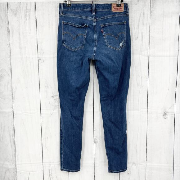 Levi's 721 High Rise Skinny Ankle Jeans womens sz 28 dark wash distressed - Picture 2 of 14